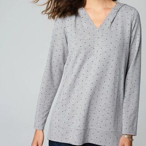 J. Jill Polka Dot Seamed Hoodie Sweatshirt Tunic Top